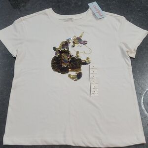 Cat & Jack Cream and Gold Rainbow Unicorn Sequin Tee